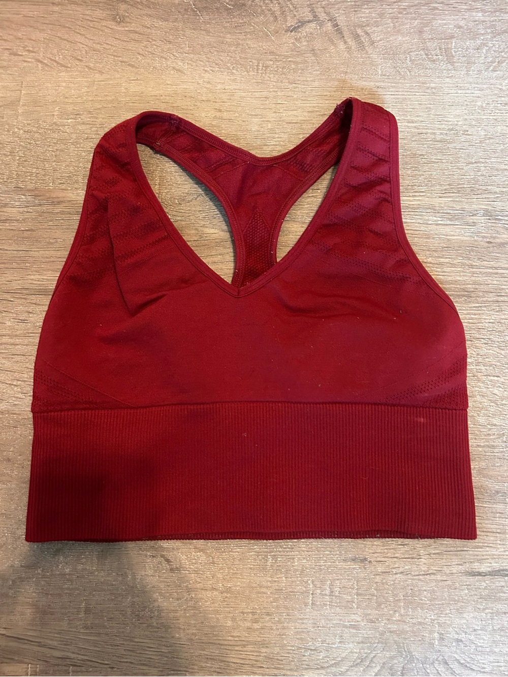 PINK Sport Sports Bra Womens Size S Burgundy Red Seamless Racerback Mesh